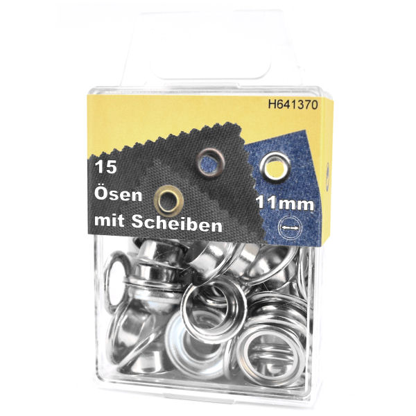 Eyelets + Rings Ø 11 mm nickel | Set of 15 pcs.