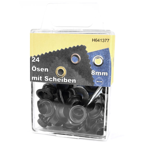 Eyelets + Rings Ø 8 mm black | Set of 24 pcs.