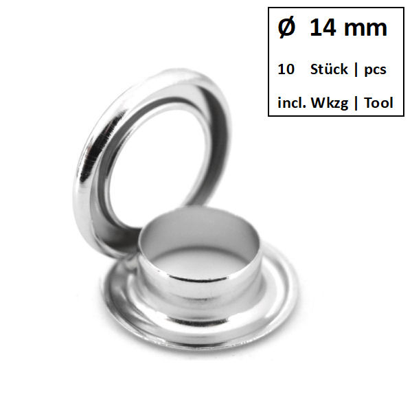 Eyelets + Rings Ø 14 mm nickel | Set of 10 pcs. Eyelets + Rings Ø 14 mm nickel | Set of 10 pcs.