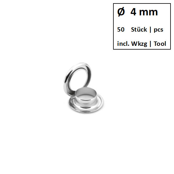 Eyelets + Rings Ø 4 mm nickel | Set of 50 pcs. Eyelets + Rings Ø 4 mm nickel | Set of 50 pcs.